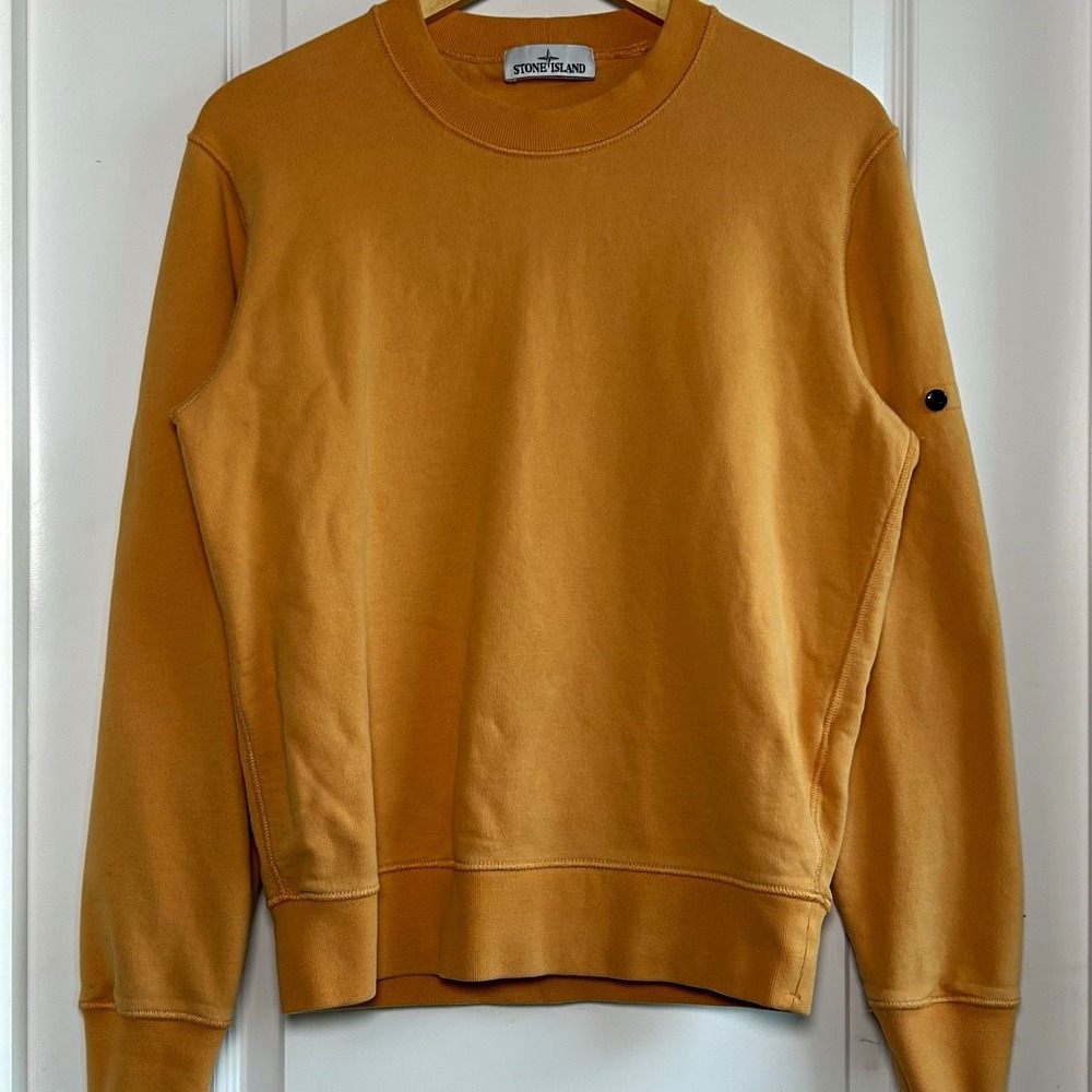 Stone Island 100% Cotton Mustard Yellow Classic Crewneck Pullover Sweatshirt